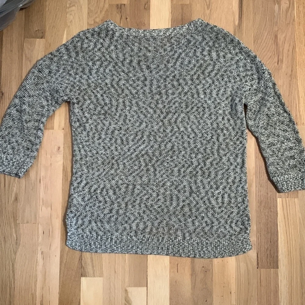LUCKY Brand Loose Knit 3/4 Sleeve Pullover Sweater Cream and Brown Women’s M